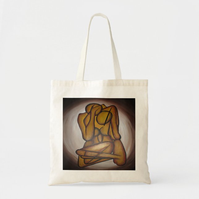 Bolsa Tote Abstrato Amadurece Arte Contemporânea Em Ochre E N (Frente)