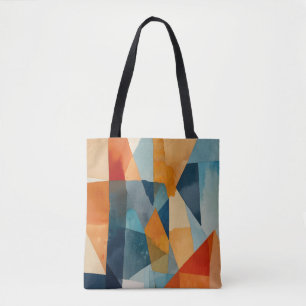 Bolsa Tote Abstrato Ângulos de Azul e Laranja