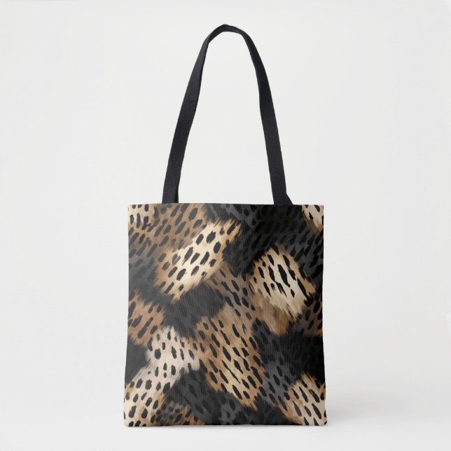 Bolsa Tote Abstrato-animal-leopardo-negro (Frente)