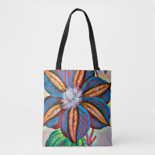 Bolsa Tote Abstrato Arco-Íris Flor com cor original