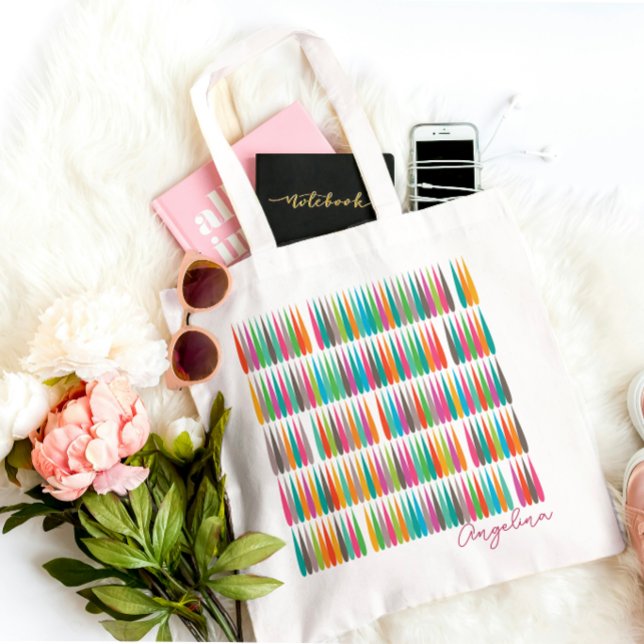 Bolsa Tote Abstrato arco-íris muda padrão Nome personalizado (Criador carregado)