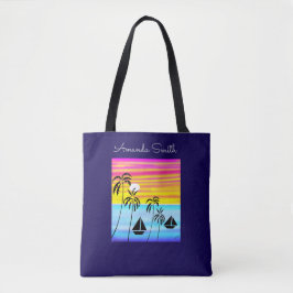 Bolsa Tote Abstrato Art Moderna Navegação por Sunset Tropical