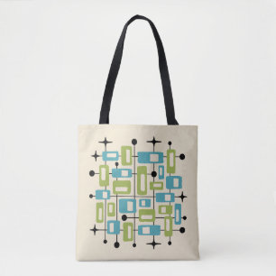 Bolsa Tote Abstrato Atômico Colorido Moderno de Meados do Séc