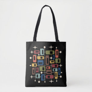 Bolsa Tote Abstrato Atômico Colorido Retro Moderno de Meados