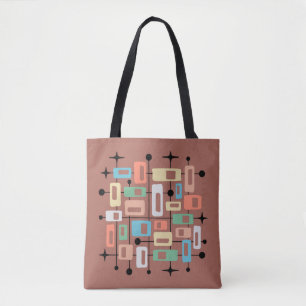 Bolsa Tote Abstrato Atômico Moderno de Meados do Século Color