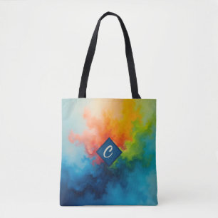 Bolsa Tote Abstrato Azul, cor verde