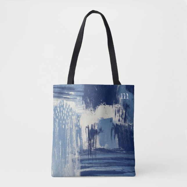 Bolsa Tote Abstrato Azul e Marfim (Frente)