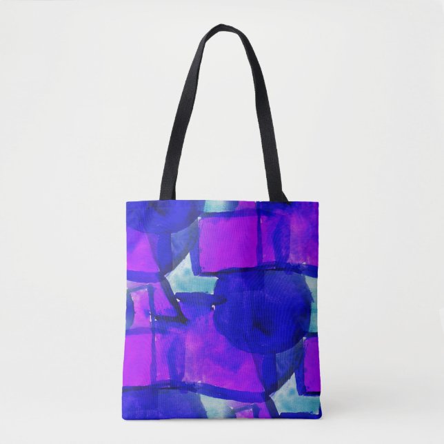Bolsa Tote abstrato 'Azul e Roxo' (Frente)