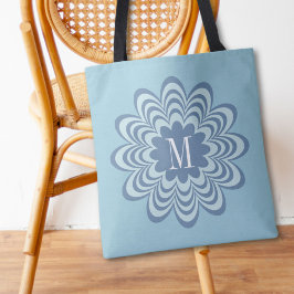 Bolsa Tote Abstrato Blue Flower Personalizado Monograma Inici