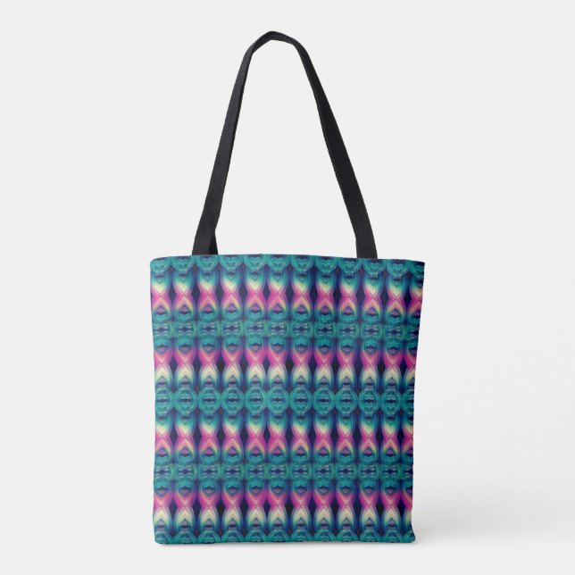 Bolsa Tote Abstrato Bonito Teal e Rosa (Verso)