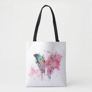 Bolsa Tote Abstrato Butterfly Creative Watercolor Nature Boho