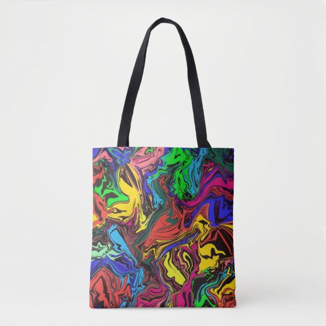 Bolsa Tote Abstrato Colorida Twirly / Empurrada / (Frente)