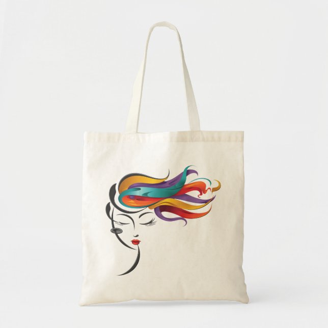 Bolsa Tote Abstrato com arte colorida de cabelo voando (Frente)