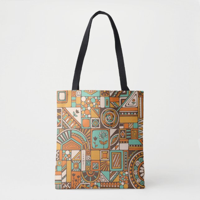 Bolsa Tote Abstrato com elementos geométricos. (Frente)