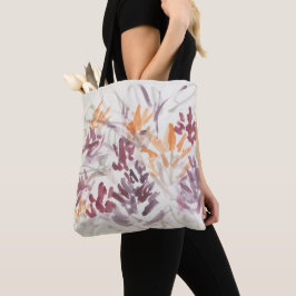 Bolsa Tote Abstrato com pintura de flor púrpura laranja