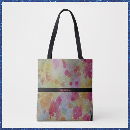 Bolsa Tote Abstrato cor-de-rosa preto e amarelo