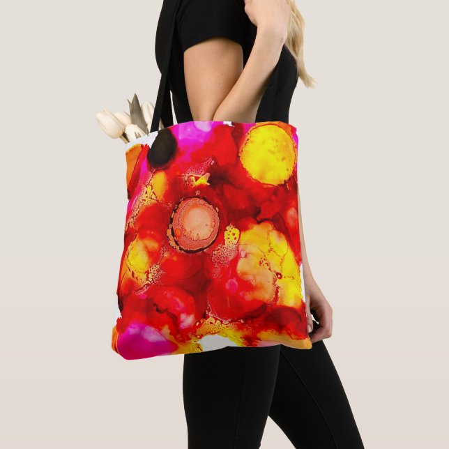 Bolsa Tote Abstrato cor vermelha e rosa (Close Up)