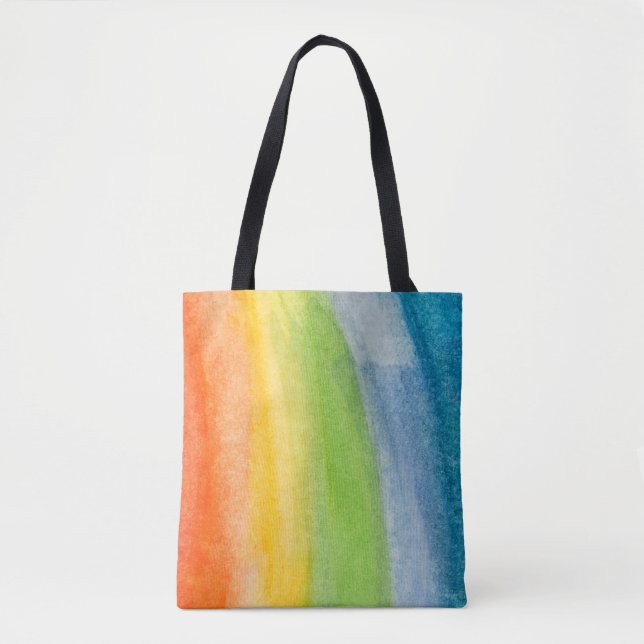 Bolsa Tote Abstrato d aquarela arco-íris cores de fundo (Frente)