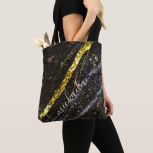 Bolsa Tote Abstrato de chic preto de linha cinzenta