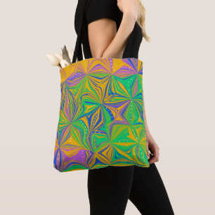 Bolsa Tote Abstrato de Combinação Verde Psicedélica Colorida