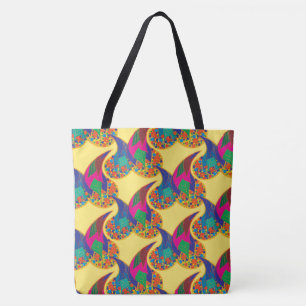 Bolsa Tote Abstrato de confete colorido Paisley Rainbow cai