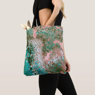 Bolsa Tote Abstrato de cor de pêssego e de turquesa