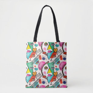Bolsa Tote Abstrato de Cubismo Moderno Artsy Rostos Femininos