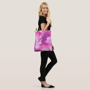 Bolsa Tote Abstrato de Design de Aquarela Rosa Púrpura