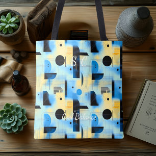 Bolsa Tote Abstrato de equilíbrio legal - Azul, Amarelo e Pre