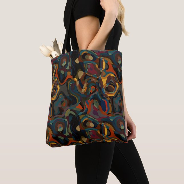 Bolsa Tote abstrato de espiral colorido (Close Up)