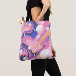 Bolsa Tote Abstrato de espiral espacial exterior rosa e roxa