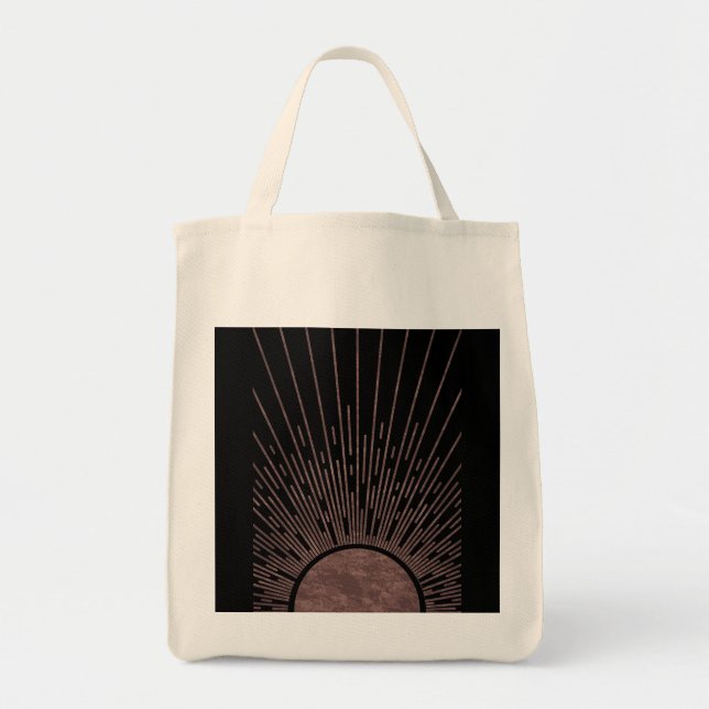 Bolsa Tote Abstrato de Fase Lua Conjunto Sol E Raios Solares, (Frente)