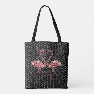 Bolsa Tote Abstrato de Flamingo Negro e Rosa Moderno