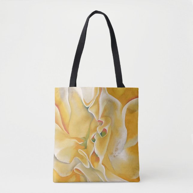 Bolsa Tote Abstrato de flor branca amarela Georgia O'Keeffe (Frente)