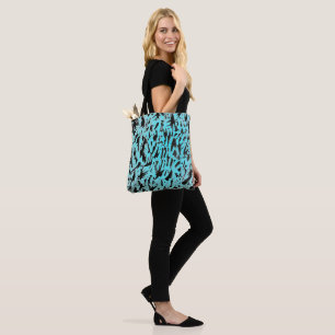 Bolsa Tote Abstrato de Impressão de Animais Teais