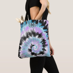 Bolsa Tote Abstrato de Lavanda preto  azul