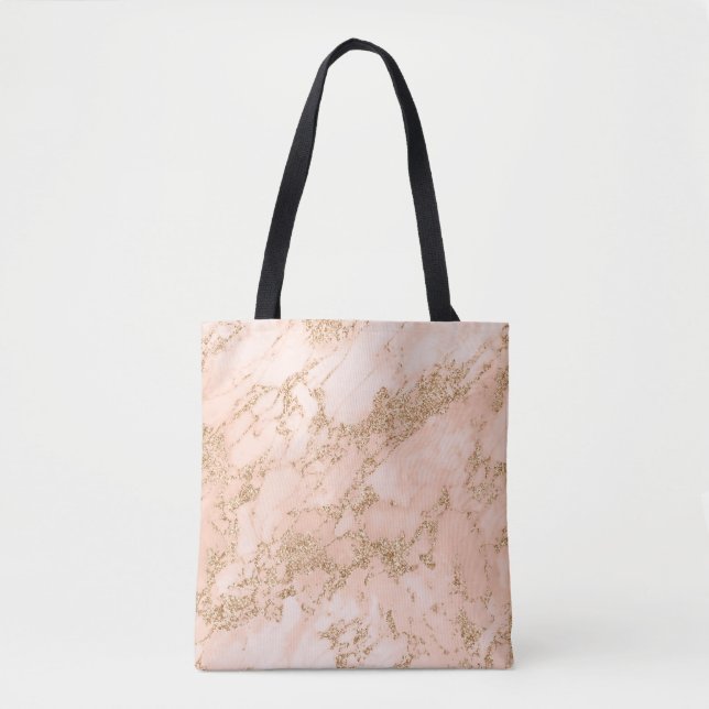 Bolsa Tote abstrato de mármore Rosa dourado (Frente)