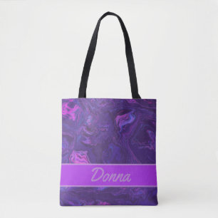 Bolsa Tote Abstrato de mármore roxo moderno