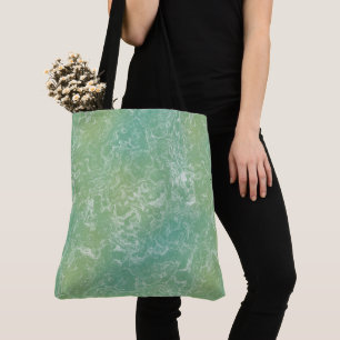 Bolsa Tote Abstrato de Mármore Verde e Branco em Espiral