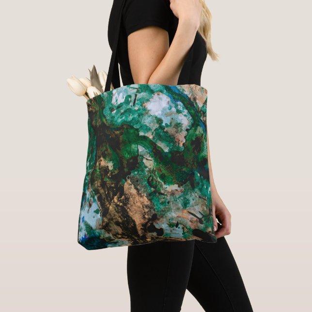 Bolsa Tote Abstrato de muss Agate Green Crystal Geode (Close Up)