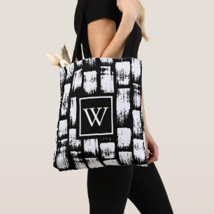 Bolsa Tote Abstrato de Pincel Preto e Branco