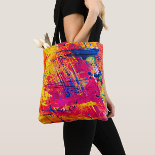 Bolsa Tote Abstrato de pintura colorida brilhante