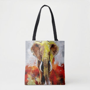 Bolsa Tote Abstrato de pintura de óleo de elefante moderno