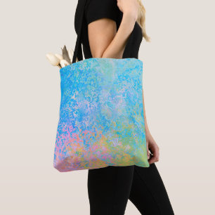 Bolsa Tote Abstrato de Tinta Colorida de Álcool Neon Pastel S