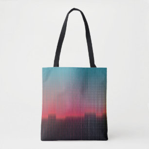 Bolsa Tote Abstrato digital paisagem urbana de quadrícula co