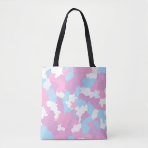 Bolsa Tote Abstrato do Camo do Pastel Branco, cor-de-rosa azu