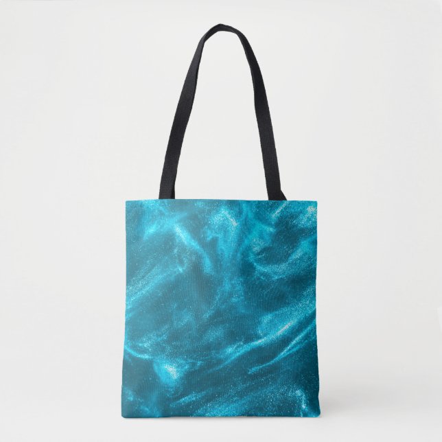 Bolsa Tote Abstrato elegante brilho azul de menta (Frente)
