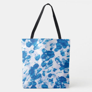 Bolsa Tote Abstrato em Aquarela Azul sobre Branco