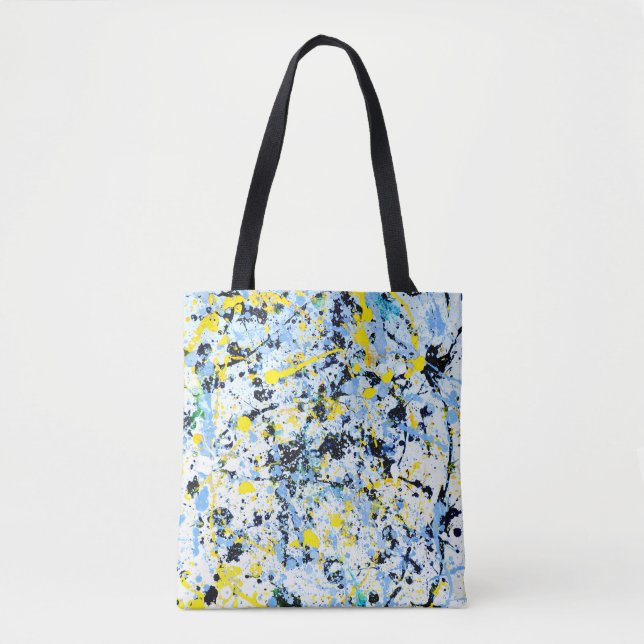 Bolsa Tote Abstrato em azul, amarelo e preto (Frente)