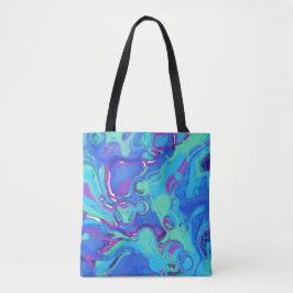 Bolsa Tote Abstrato em Blues, Verdes e Roxos